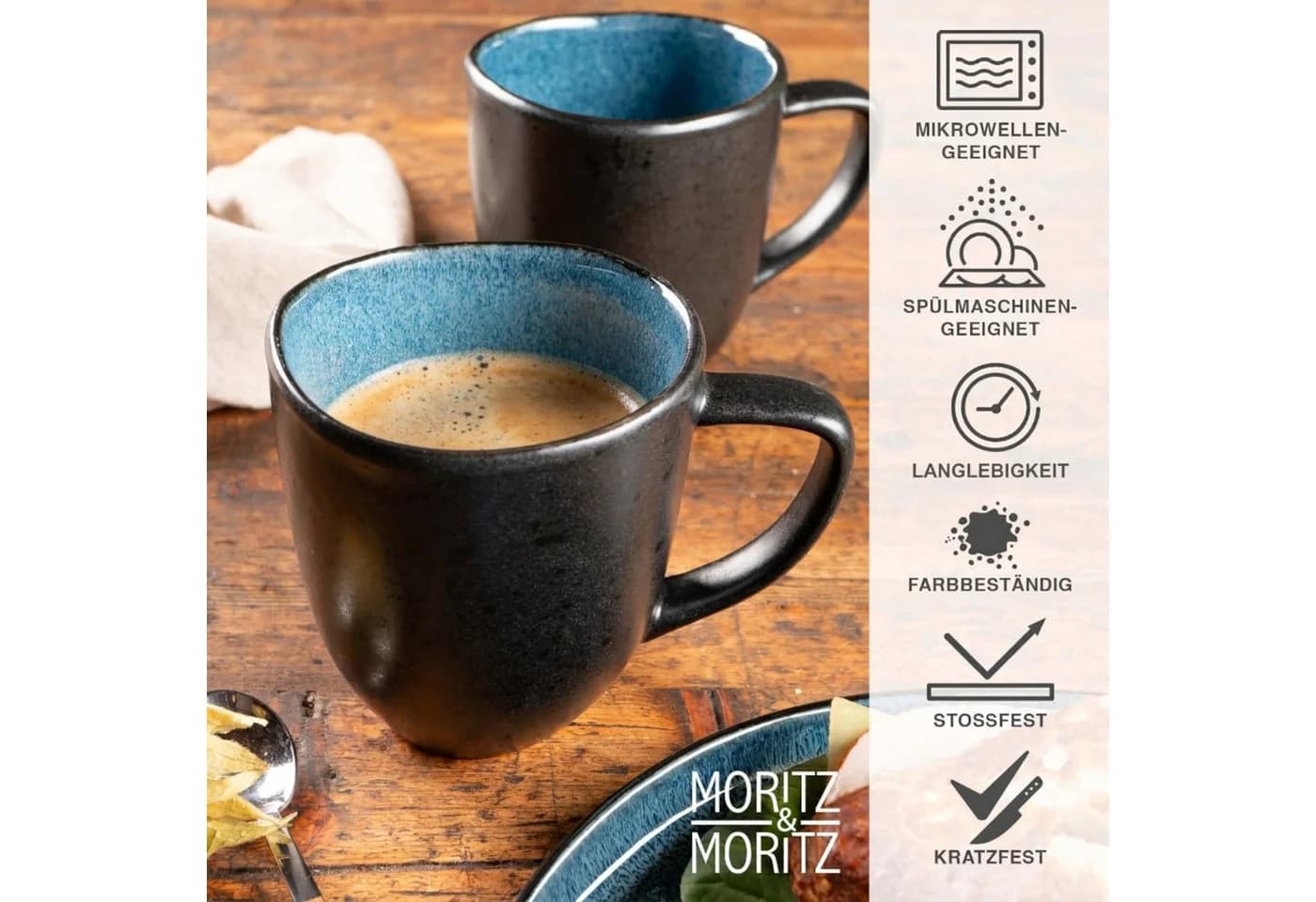 Moritz & Moritz Tassen Set 6-tlg. ORGANIC Steinzeug Blau - Bild 4