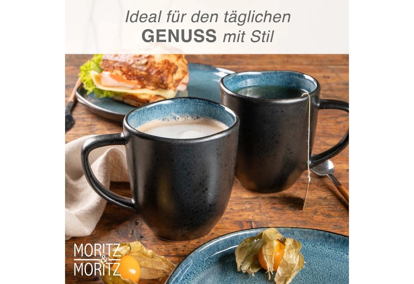 Moritz & Moritz Tassen Set 6-tlg. ORGANIC Steinzeug Blau - Bild 5