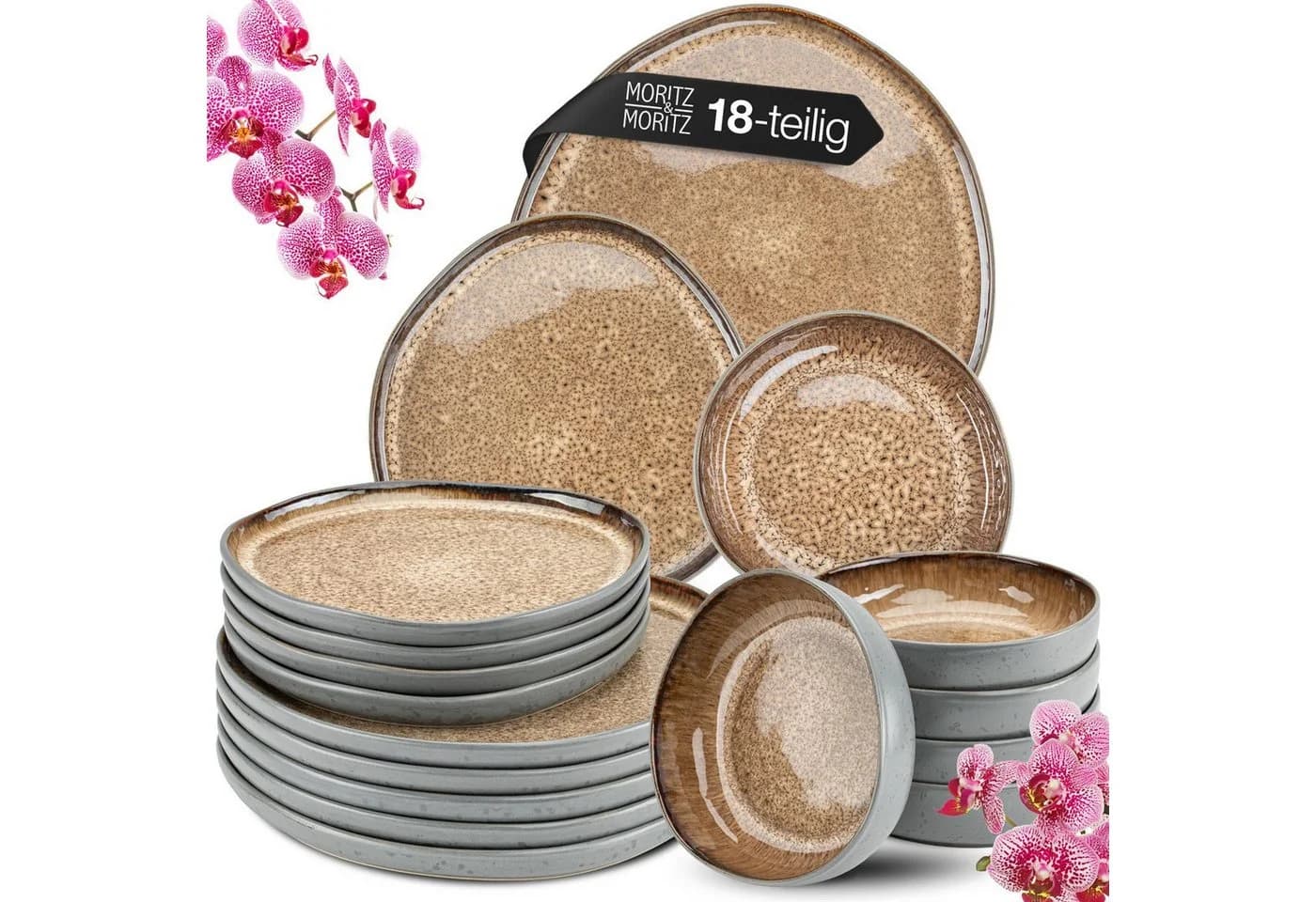 Moritz & Moritz Kombiservice ORGANIC beige Geschirrset 18-tlg. Steinzeug - Bild 2