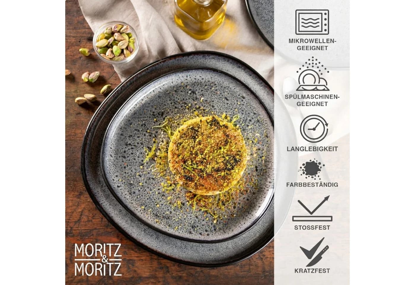 Moritz & Moritz Geschirrset 18-tlg. ORGANIC Grau Steinzeug - Bild 4