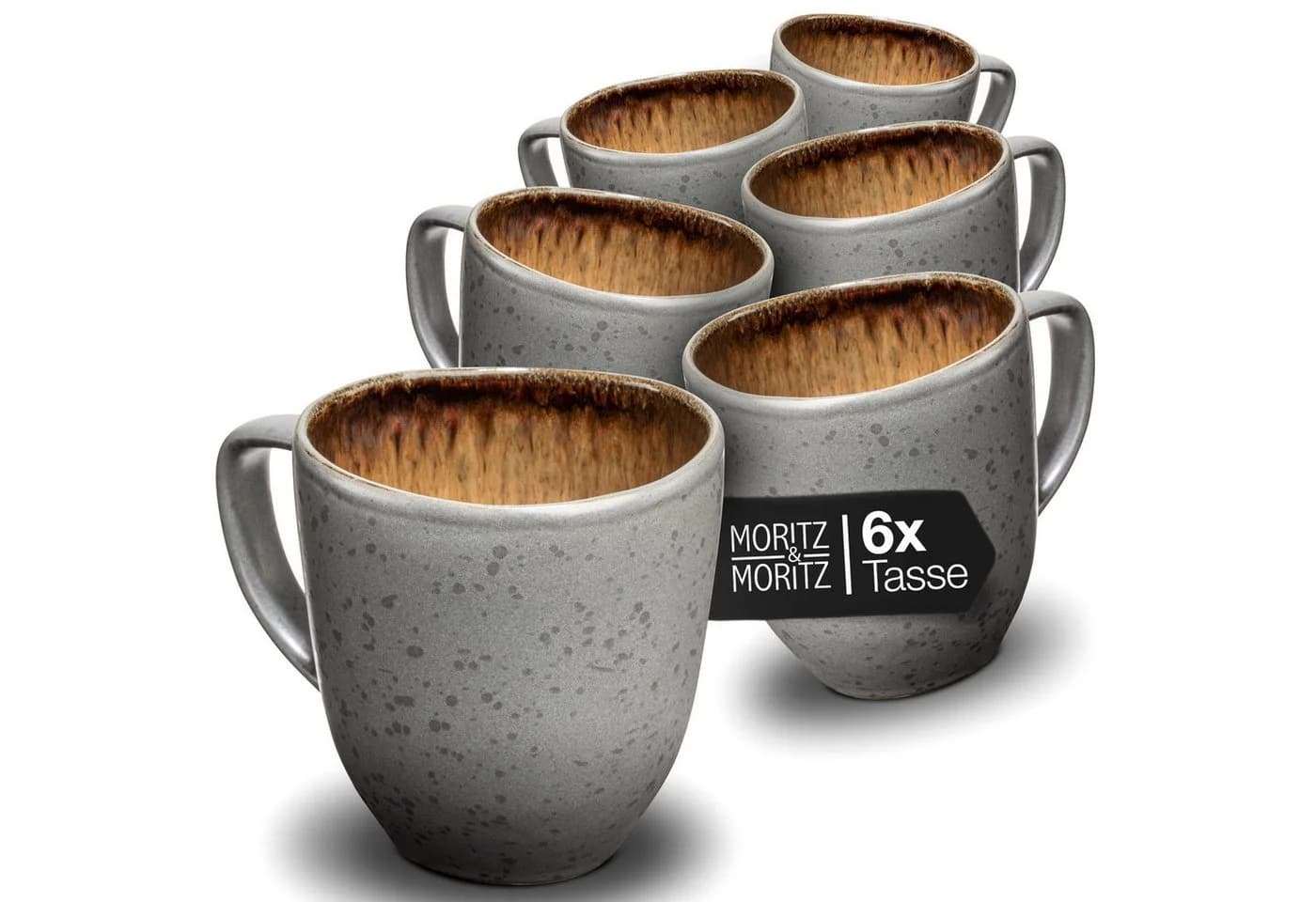 Moritz & Moritz Tassen Set 6-tlg. Organic Steinzeug Beige Schwarz - Bild 2