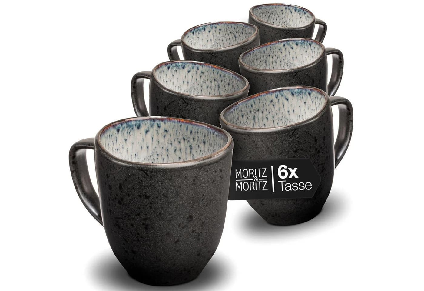 Moritz & Moritz Tassen Set 6-tlg. Organic Grau Schwarz Steinzeug - Bild 2