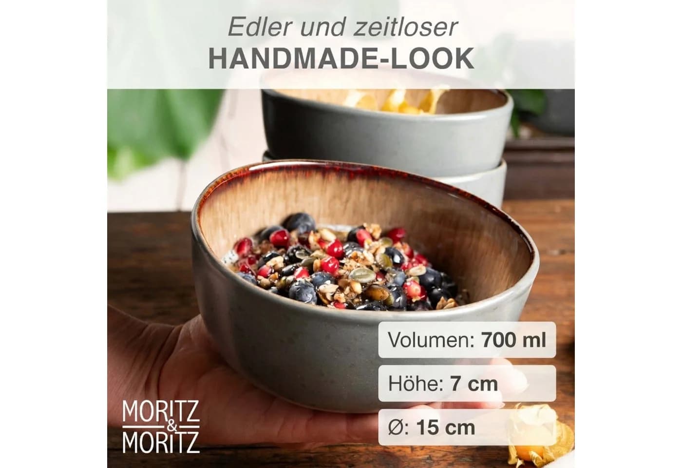 Moritz & Moritz Müsli Schalen Set 6-tlg. Steinzeug Beige/Grau - Bild 3