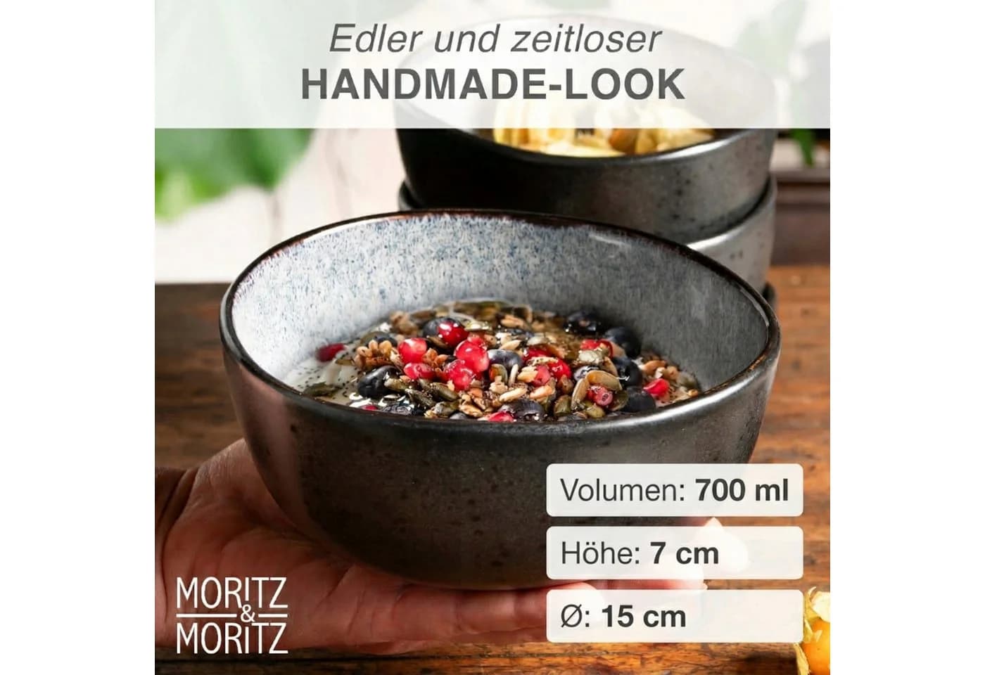 Moritz & Moritz Müslischale Set 6-tlg. ORGANIC Grau Steinzeug - Bild 3