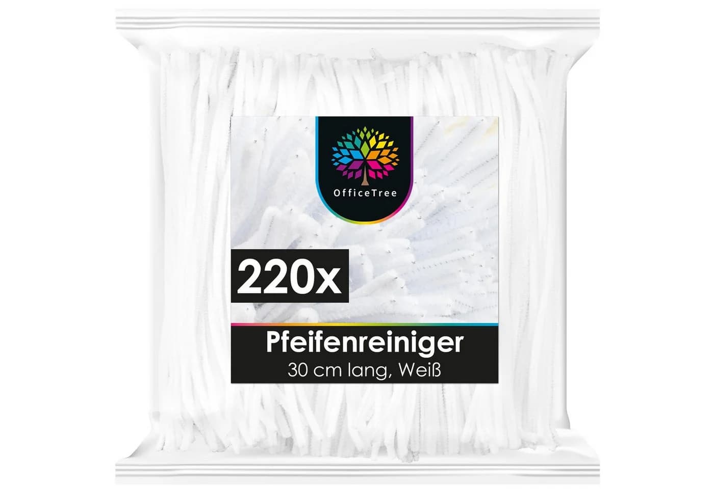 OfficeTree Basteldraht 220x Pfeifenreiniger Weiß 30 cm XXL Set - Bild 2