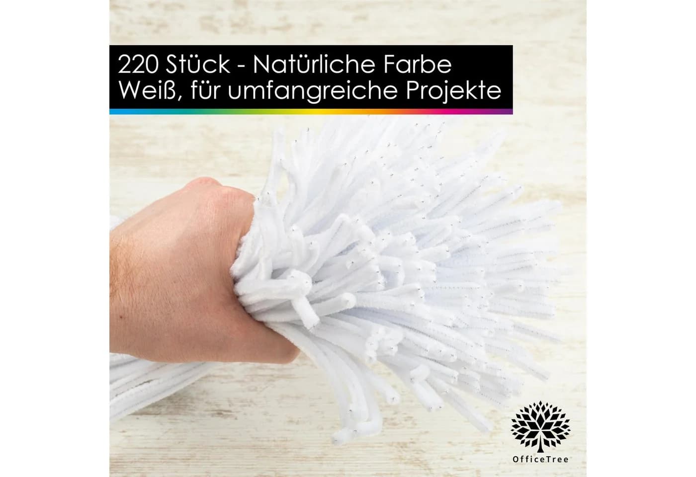 OfficeTree Basteldraht 220x Pfeifenreiniger Weiß 30 cm XXL Set - Bild 4