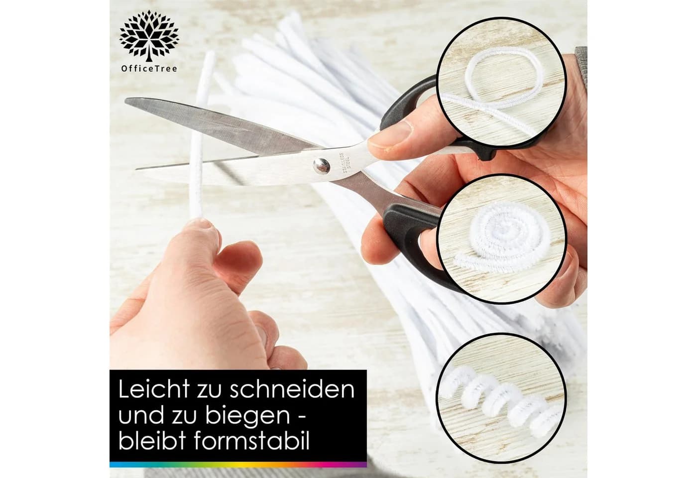OfficeTree Basteldraht 220x Pfeifenreiniger Weiß 30 cm XXL Set - Bild 5