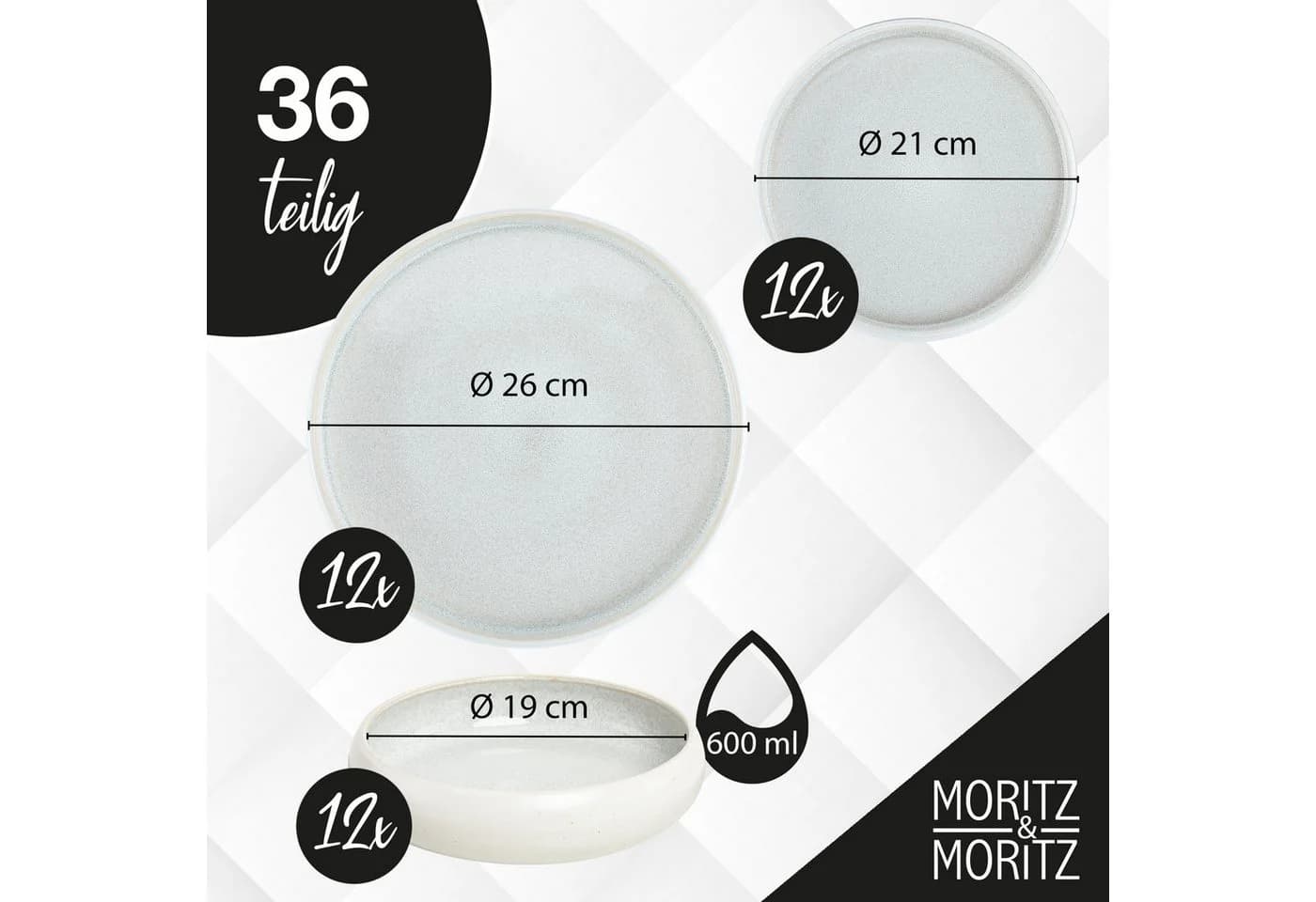 Moritz & Moritz Tafelservice SOLID UNI Geschirrset Creme 36-tlg. Beige