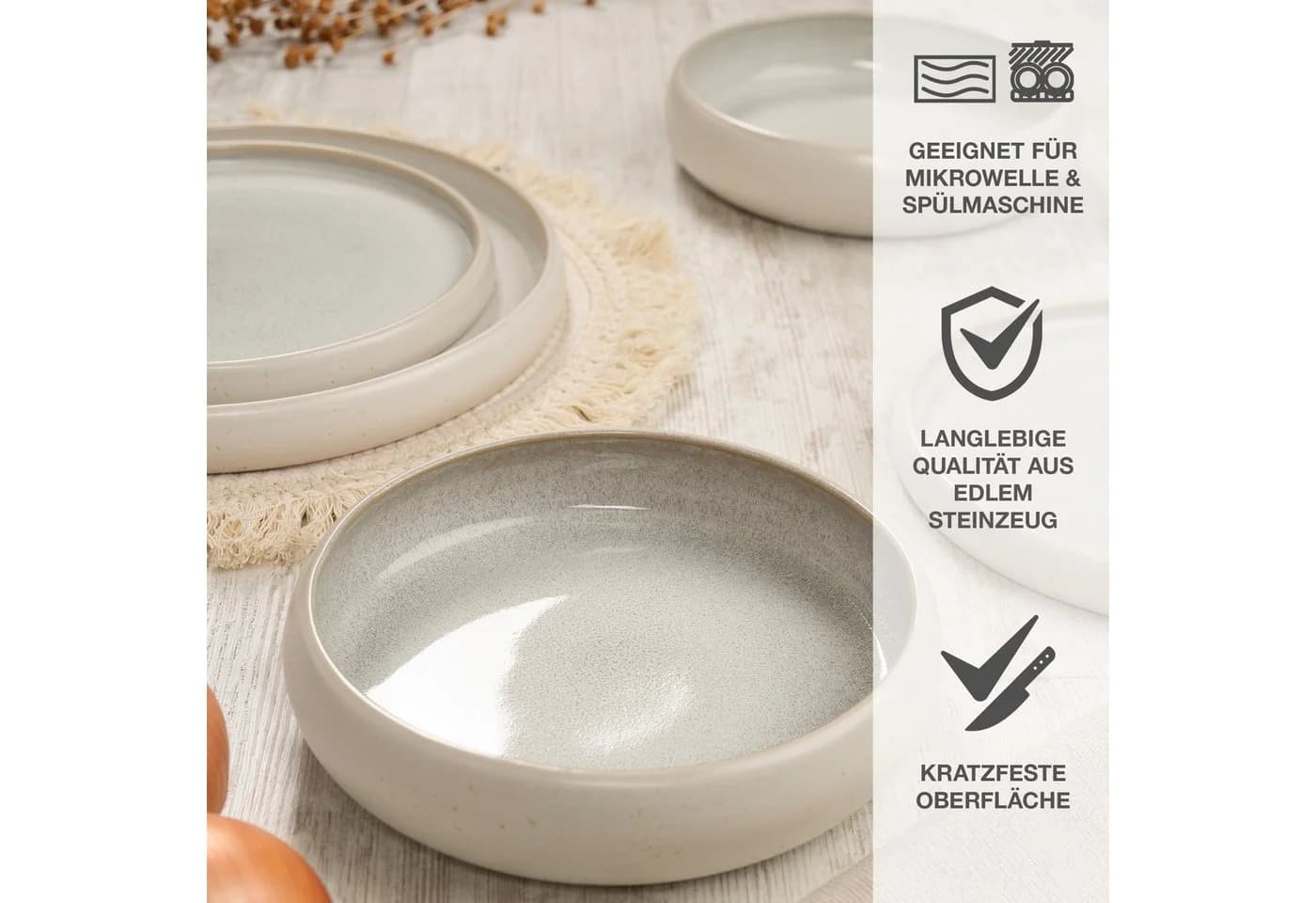 Moritz & Moritz Tafelservice SOLID UNI Geschirrset Creme 36-tlg. Beige - Bild 5
