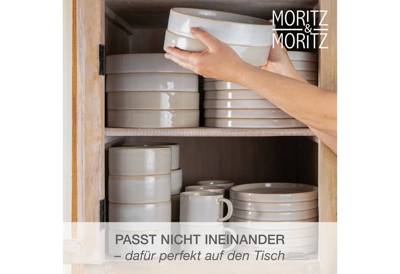 Moritz & Moritz Castello Geschirrset 60-tlg. Beige Grau Steinzeug - Bild 4