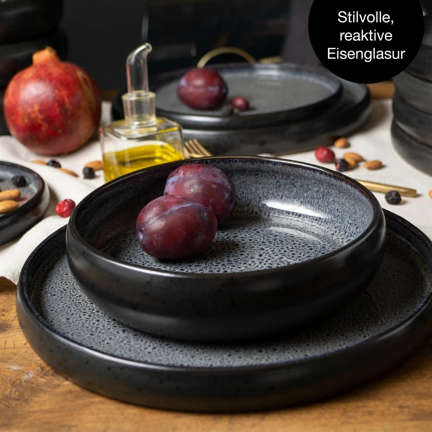 Moritz & Moritz Tafelservice SOLID 24-tlg. Grau/Schwarz Steinzeug - Bild 4