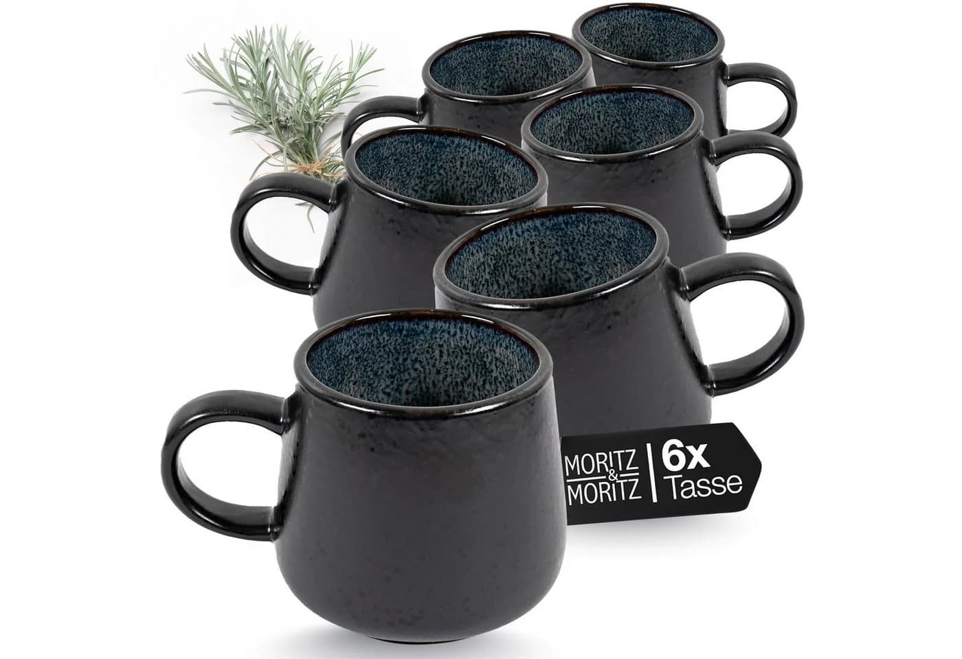 Moritz & Moritz Tasse SOLID Kaffeebecher 6er Anthrazit Steinzeug - Bild 2
