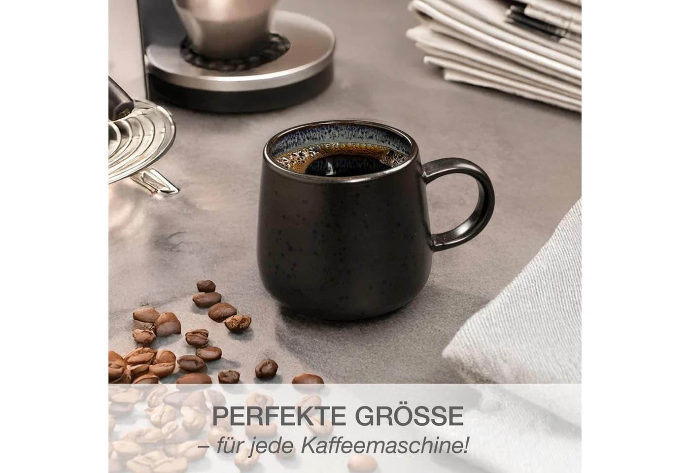 Moritz & Moritz Tasse SOLID Kaffeebecher 6er Anthrazit Steinzeug - Bild 4