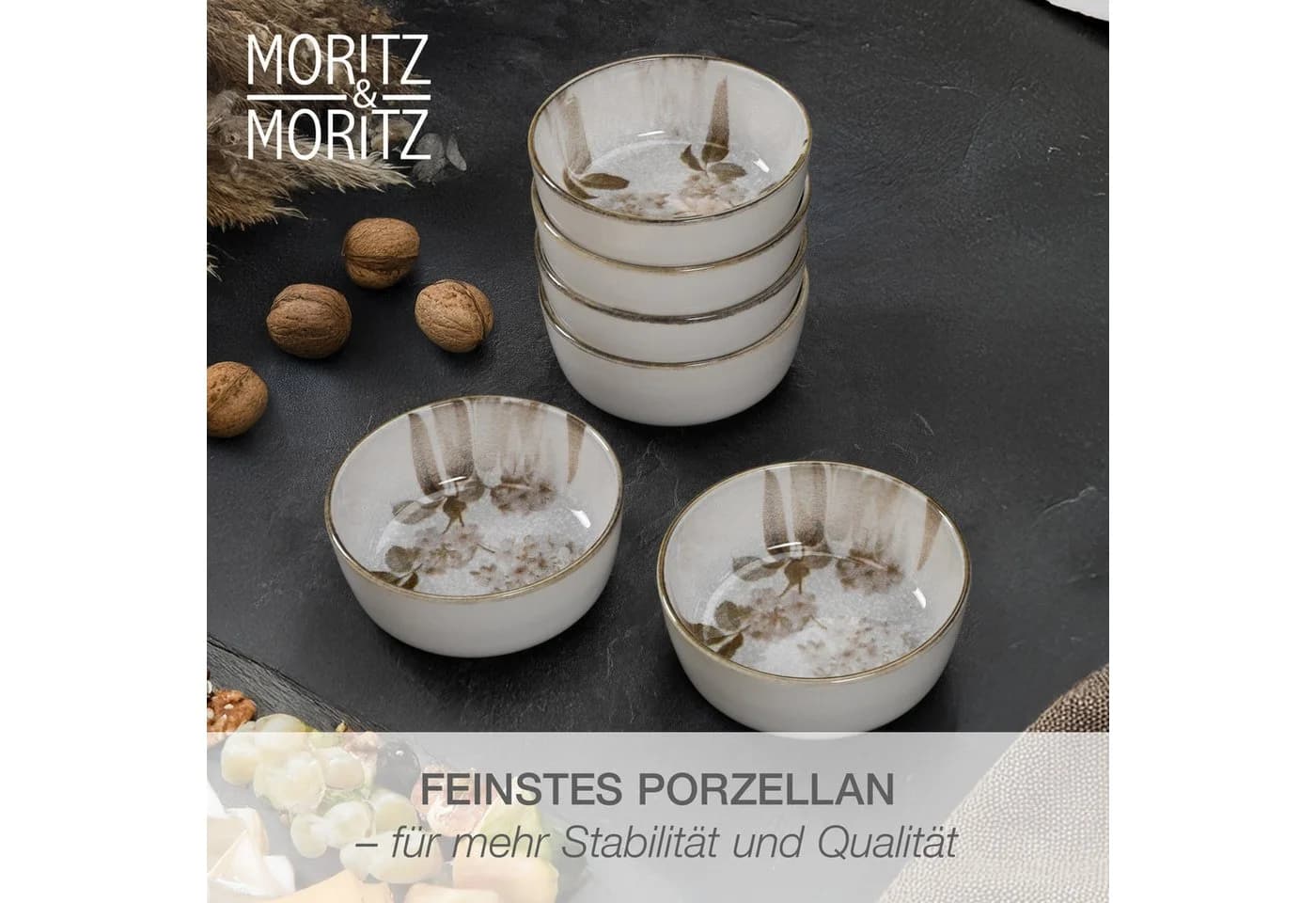 Moritz & Moritz Müslischalen 6er Set BLOSSOM Grau Floral - Bild 3
