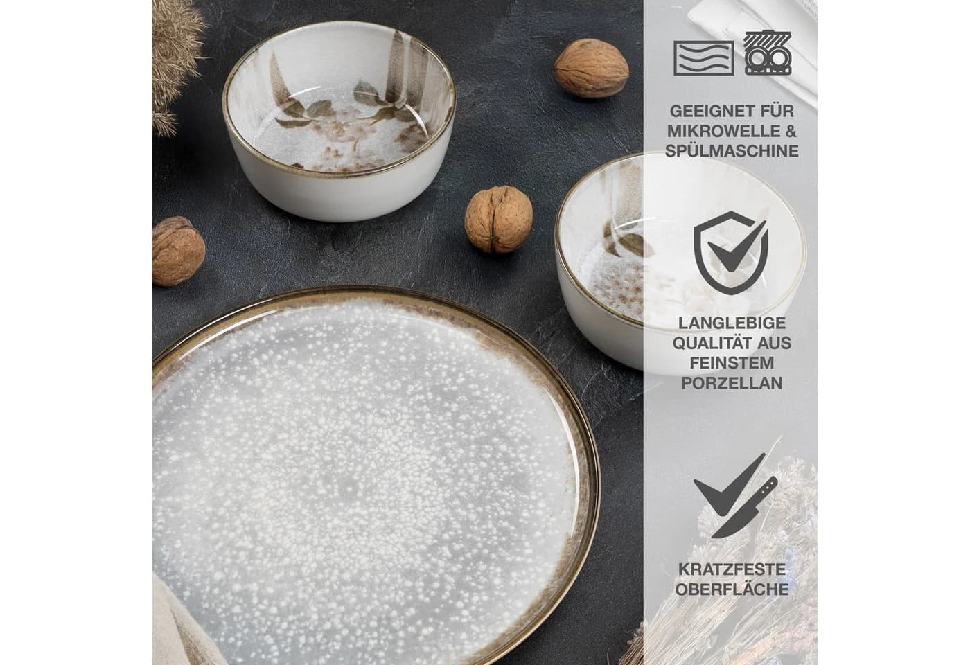 Moritz & Moritz Müslischalen 6er Set BLOSSOM Grau Floral - Bild 4