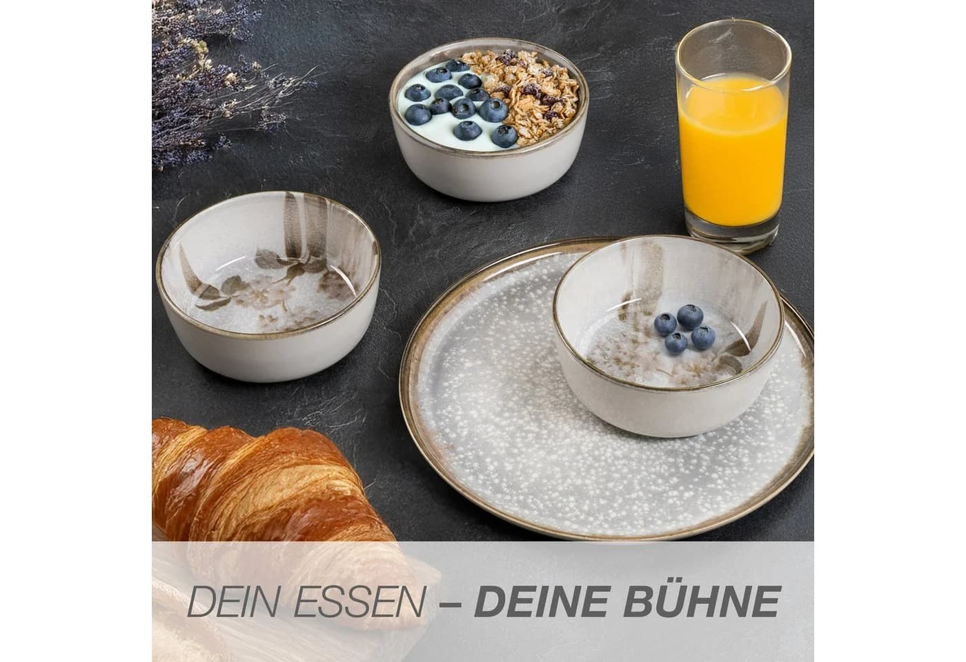 Moritz & Moritz Müslischalen 6er Set BLOSSOM Grau Floral - Bild 5