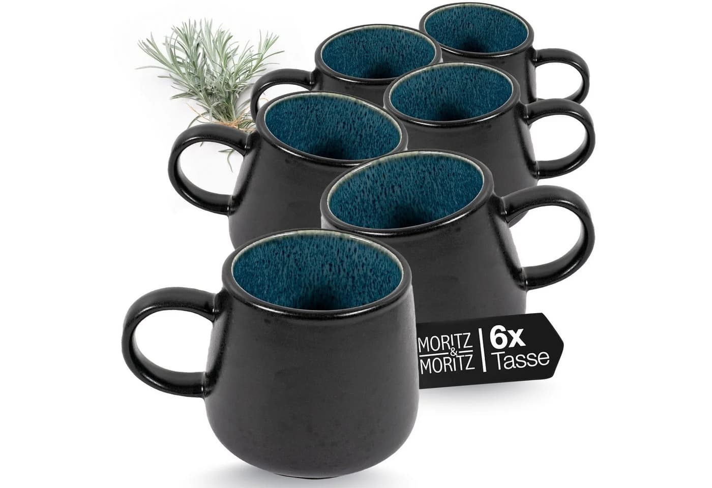 Moritz & Moritz Tasse SOLID Kaffeebecher 6er Blau Steinzeug - Bild 2