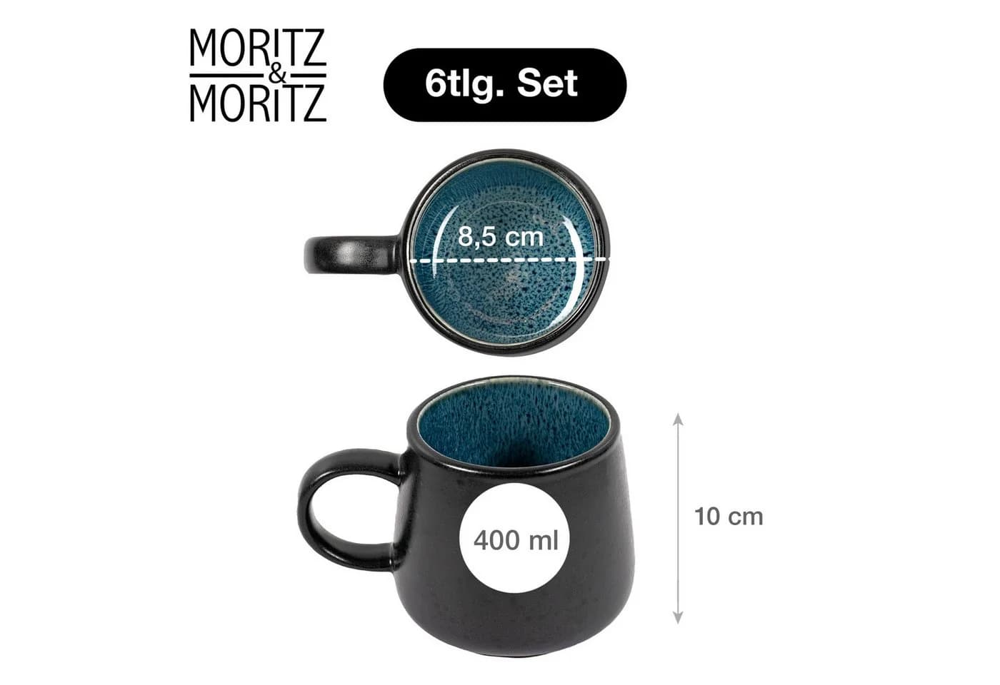 Moritz & Moritz Tasse SOLID Kaffeebecher 6er Blau Steinzeug - Bild 3