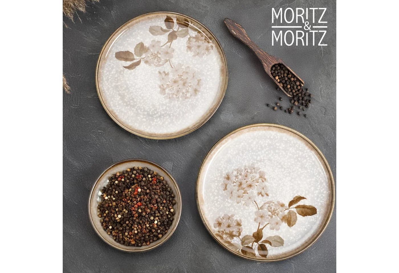 Moritz & Moritz Servierteller BLOSSOM 2er Set Grau Porzellan - Bild 4
