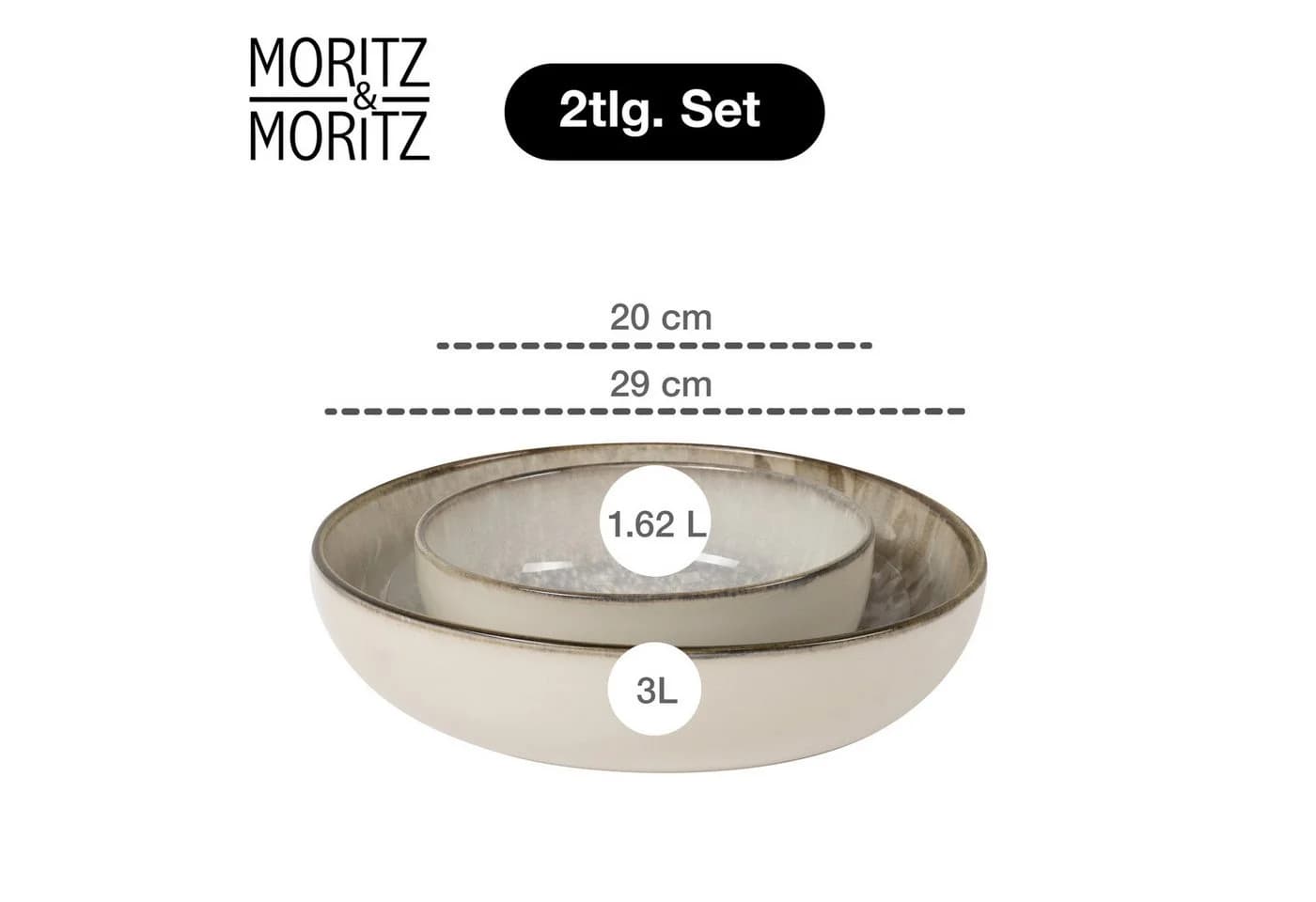 Moritz & Moritz Servierschüssel BLOSSOM 2er Set Grau Floral