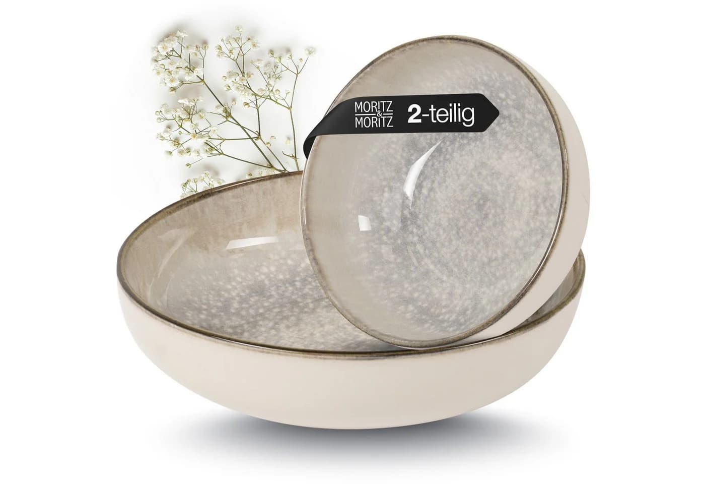 Moritz & Moritz Servierschüssel BLOSSOM 2er Set Grau Floral - Bild 2