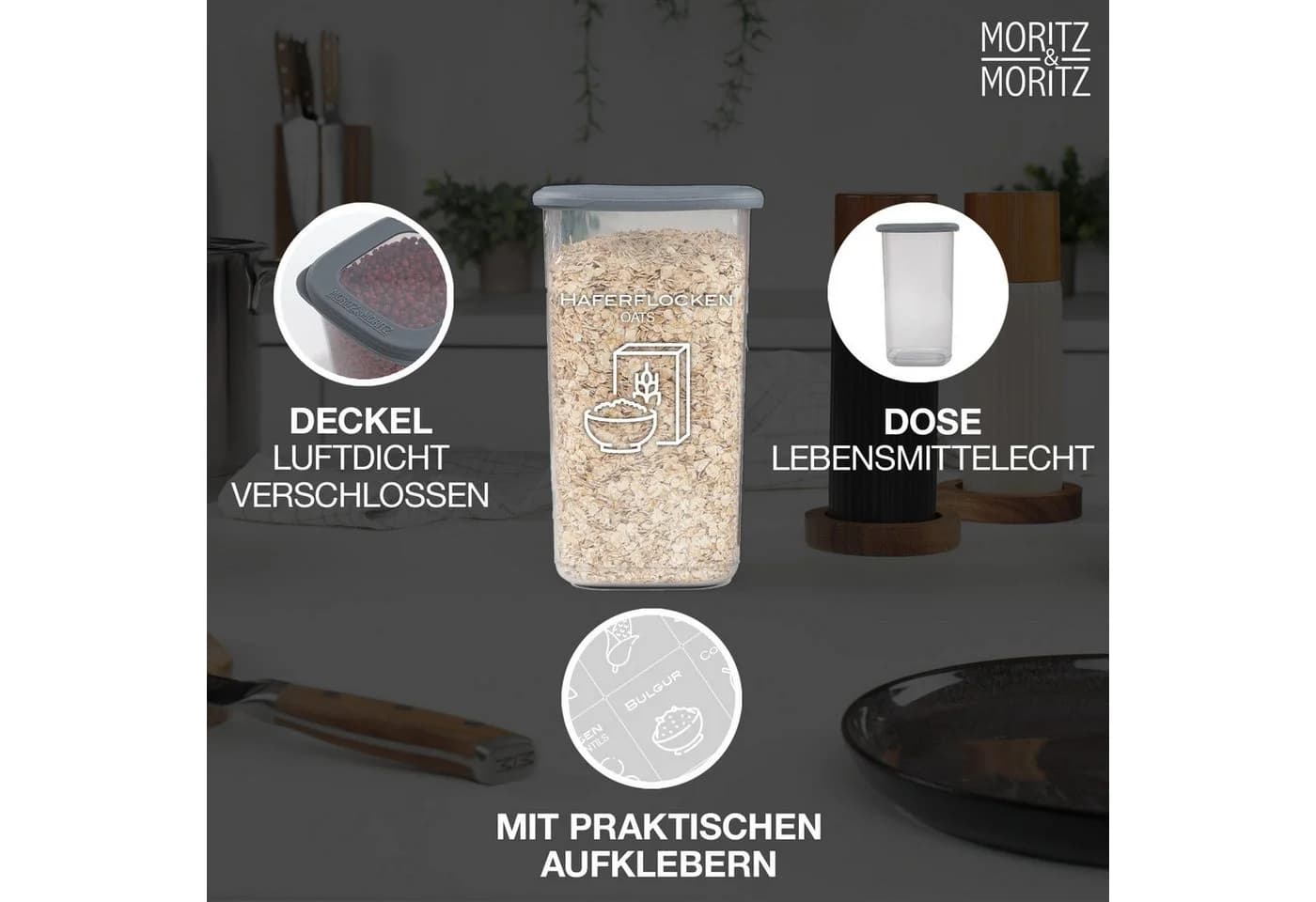 Moritz & Moritz Vorratsdosen 12er Set Grau Transparent Stapelbar - Bild 4