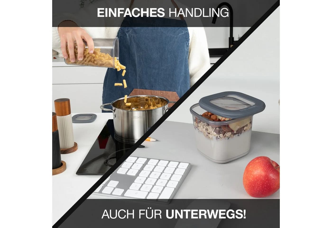 Moritz & Moritz Vorratsdosen 12er Set Grau Transparent Stapelbar - Bild 5