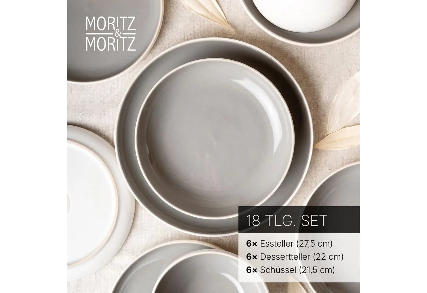 Moritz & Moritz Geschirr-Set CAVO 18-tlg. Grau Steinzeug für 6 Personen - Bild 3