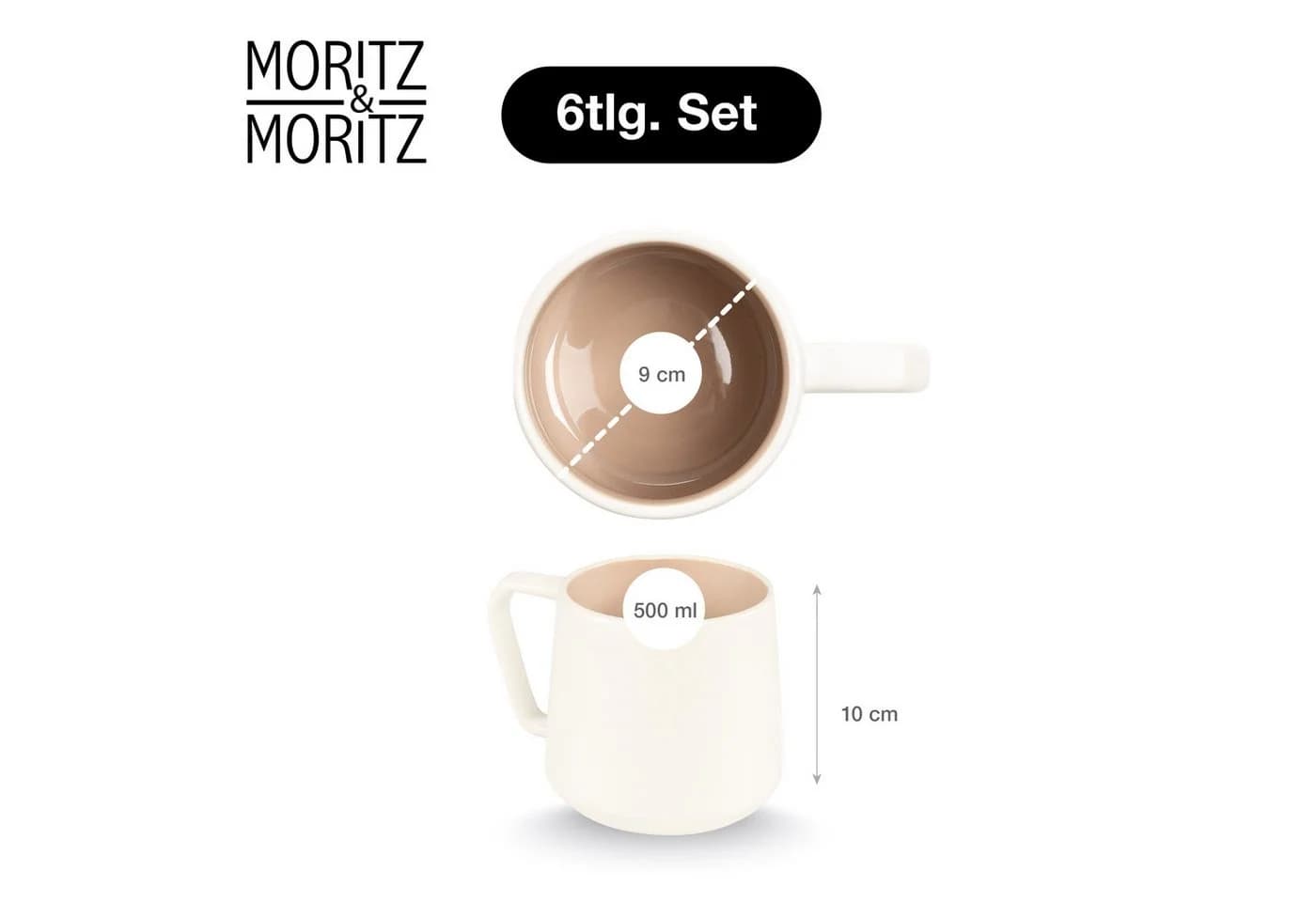 Moritz & Moritz CAVO Kaffeebecher Set 6-tlg. Almond Steinzeug