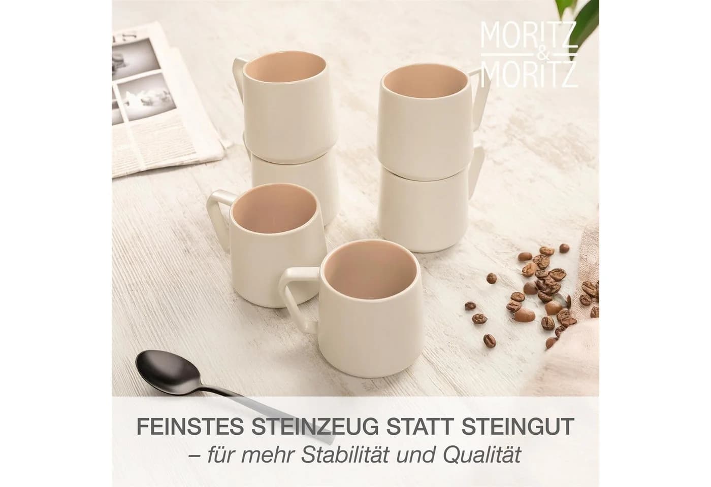 Moritz & Moritz CAVO Kaffeebecher Set 6-tlg. Almond Steinzeug - Bild 4
