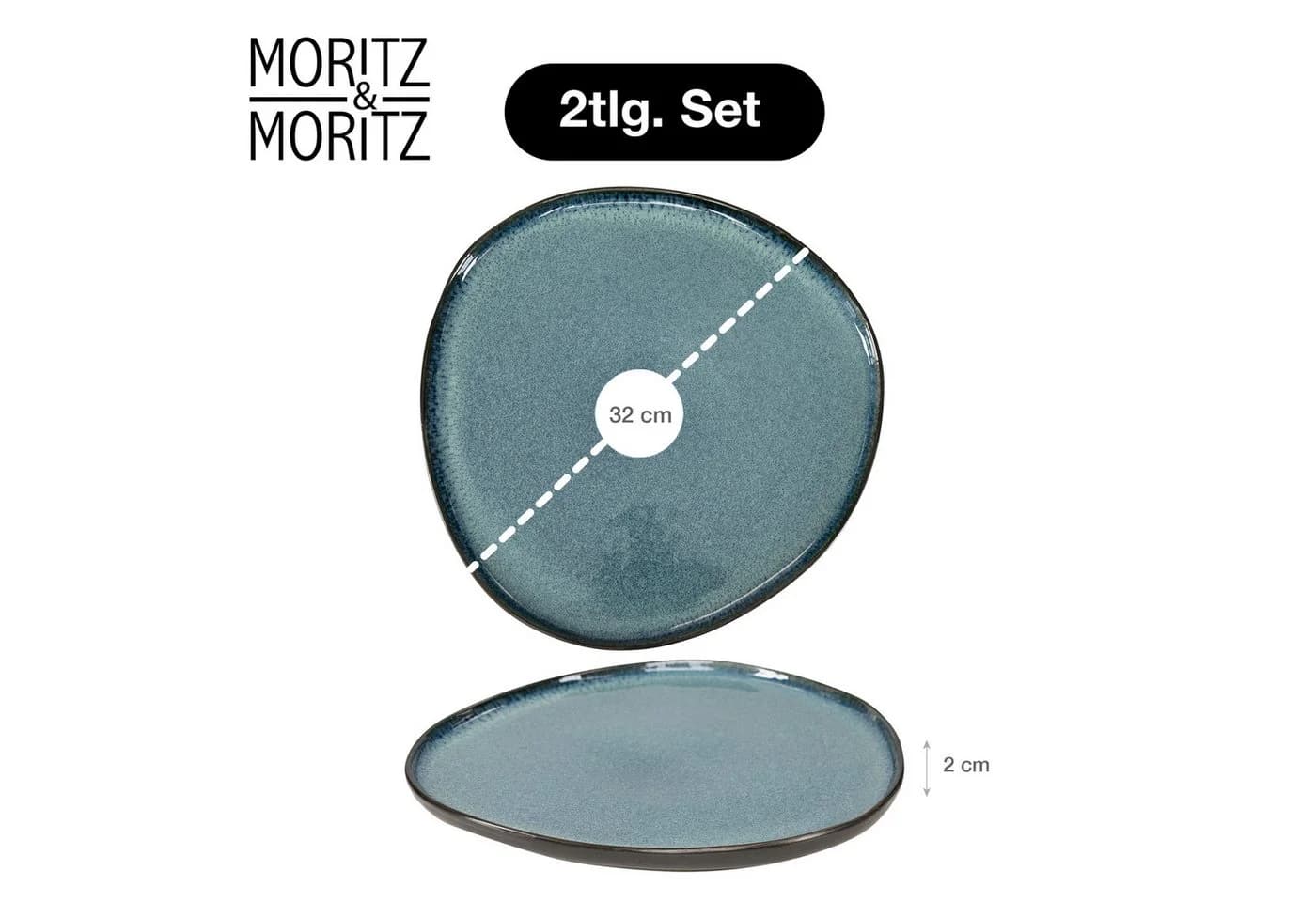 Moritz & Moritz Servierplatte ORGANIC 2er Set Blau Steinzeug