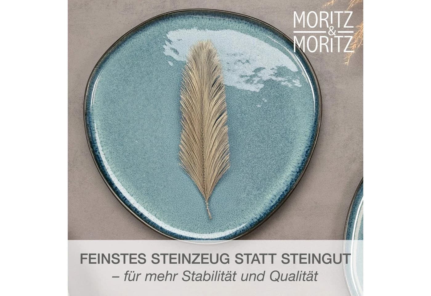 Moritz & Moritz Servierplatte ORGANIC 2er Set Blau Steinzeug - Bild 3