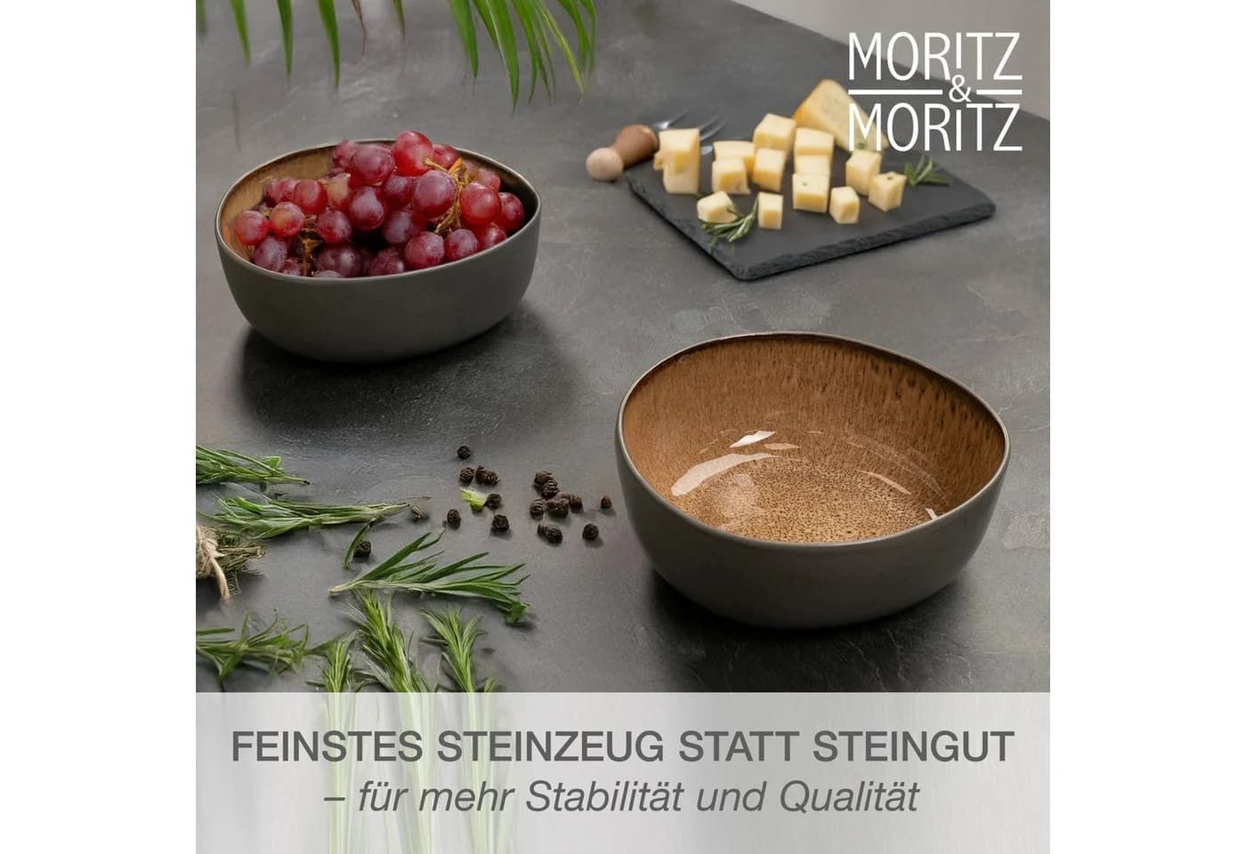 Moritz & Moritz Servierschale ORGANIC 2er Set Beige Steinzeug - Bild 3