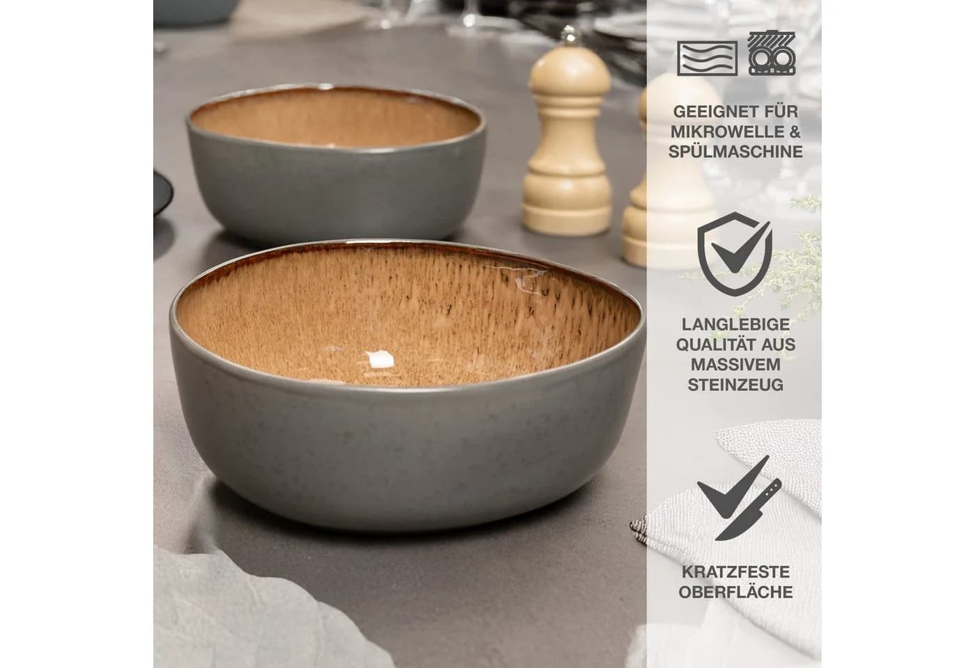 Moritz & Moritz Servierschale ORGANIC 2er Set Beige Steinzeug - Bild 4