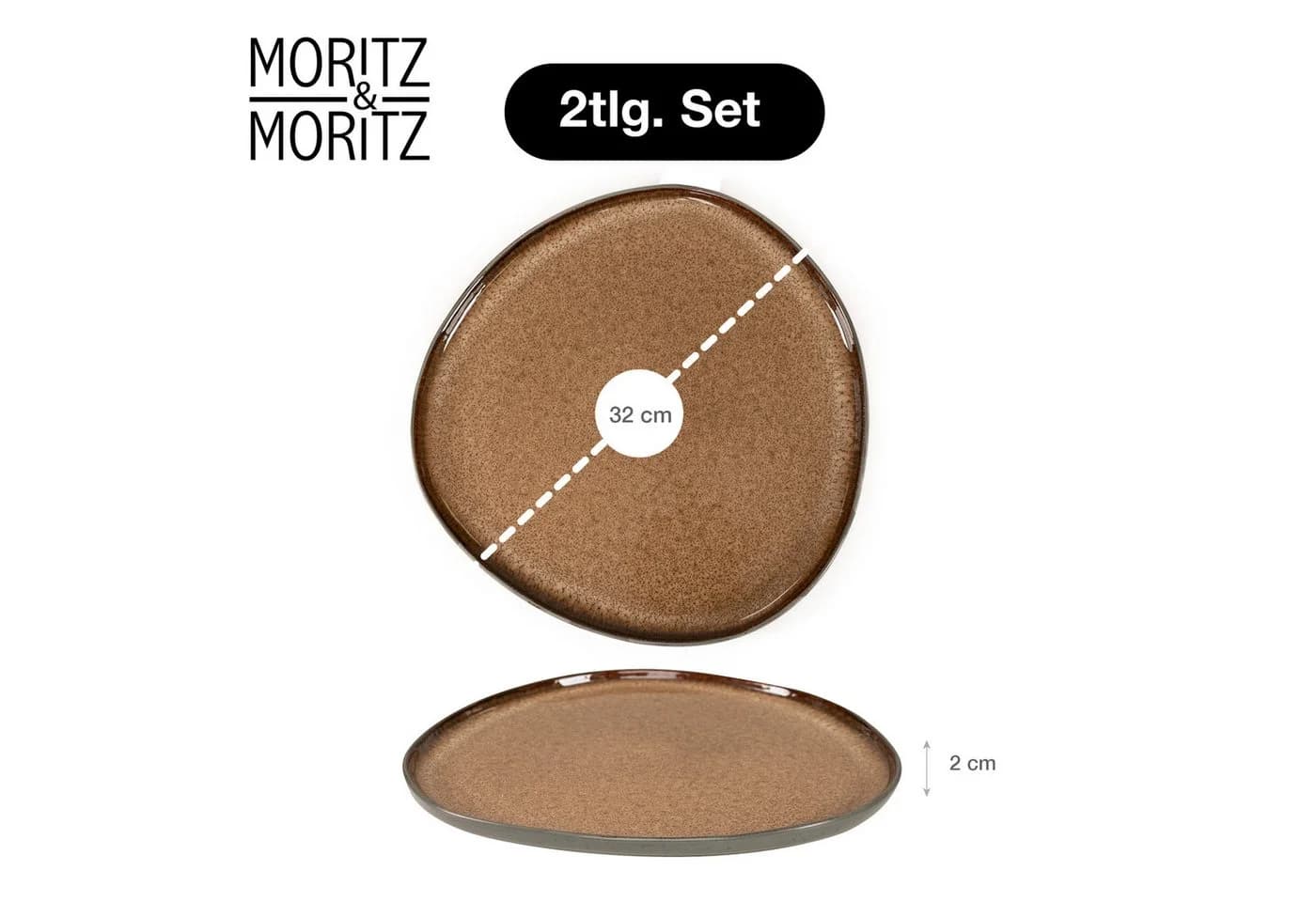 Moritz & Moritz Servierplatte ORGANIC 2er Set Beige Steinzeug