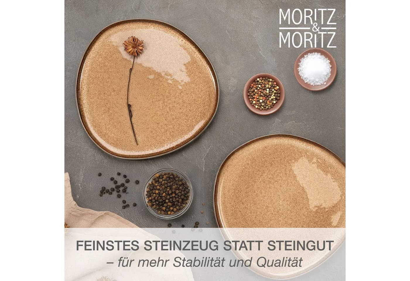 Moritz & Moritz Servierplatte ORGANIC 2er Set Beige Steinzeug - Bild 3