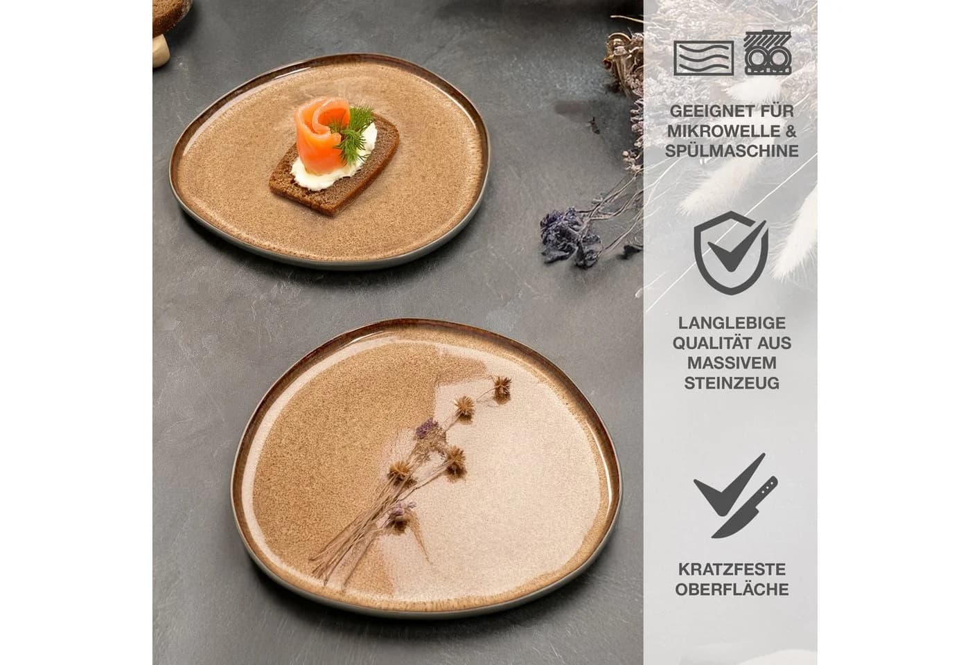 Moritz & Moritz Servierplatte ORGANIC 2er Set Beige Steinzeug - Bild 4