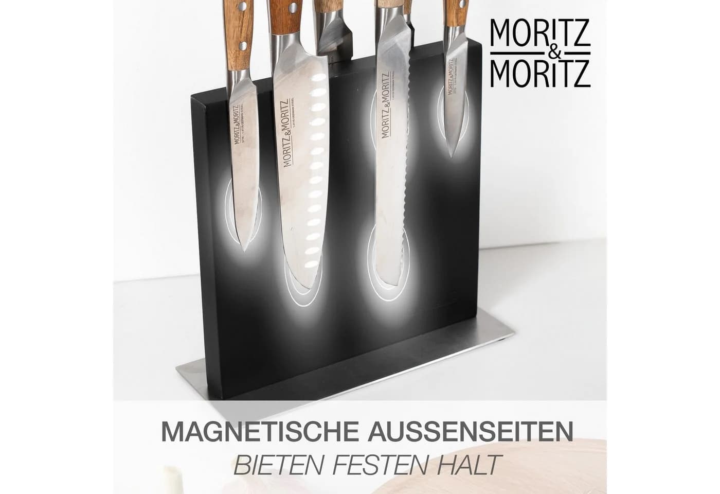 Moritz & Moritz Magnet-Messerblock Schwarz Edelstahl - Bild 4