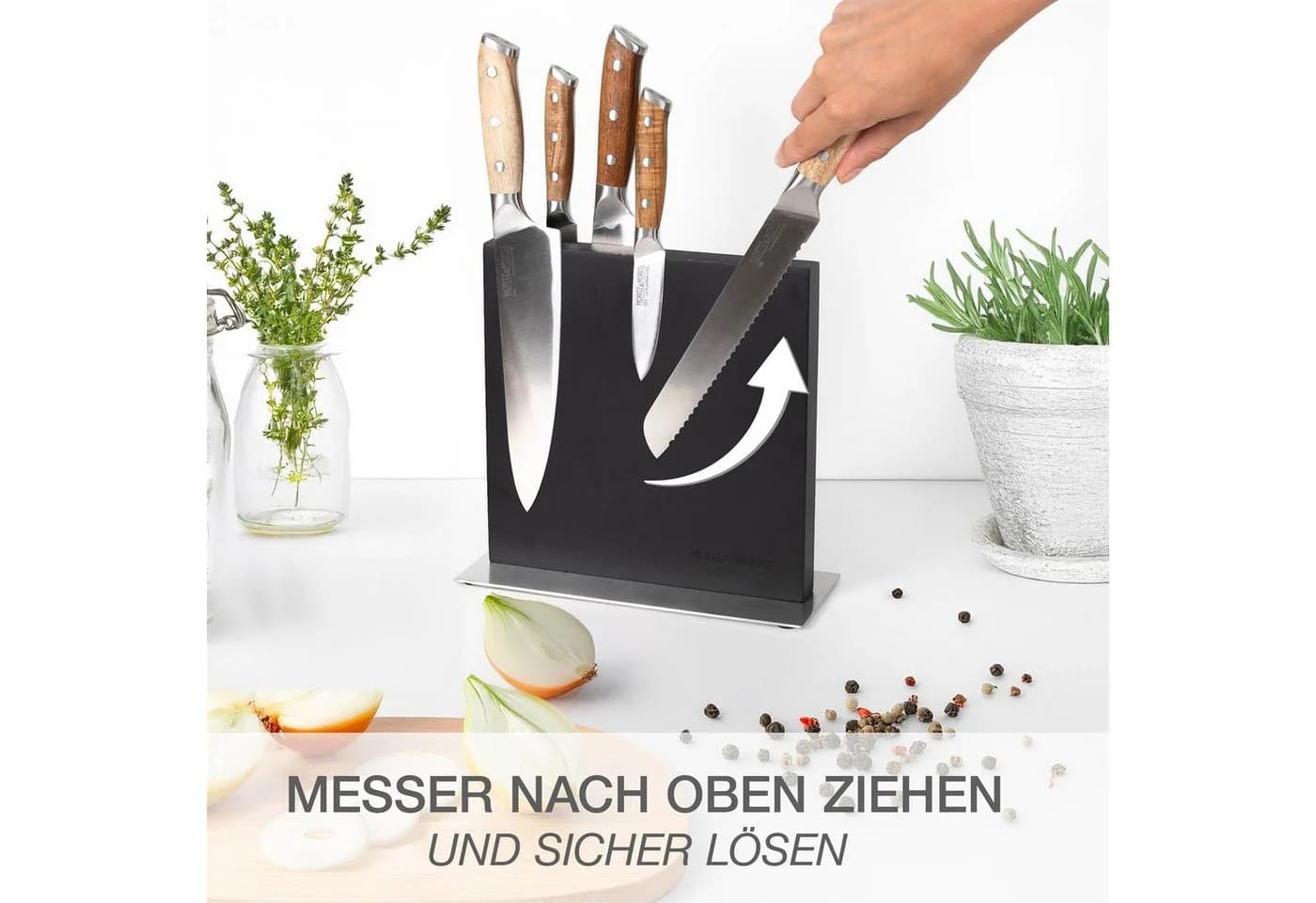 Moritz & Moritz Magnet-Messerblock Schwarz Edelstahl - Bild 5