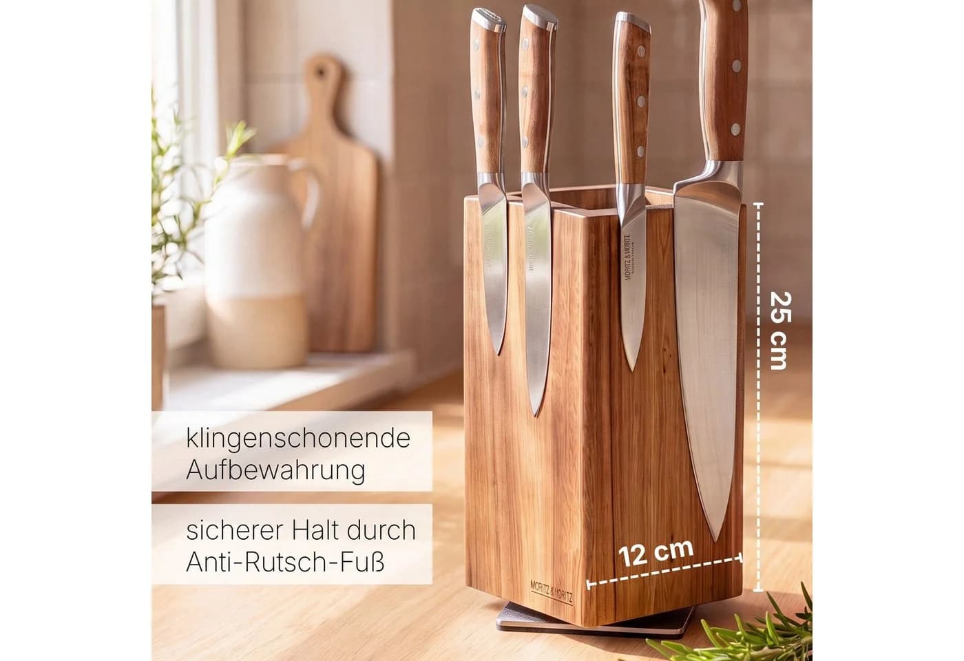 Moritz & Moritz Magnet-Messerblock drehbar Akazie