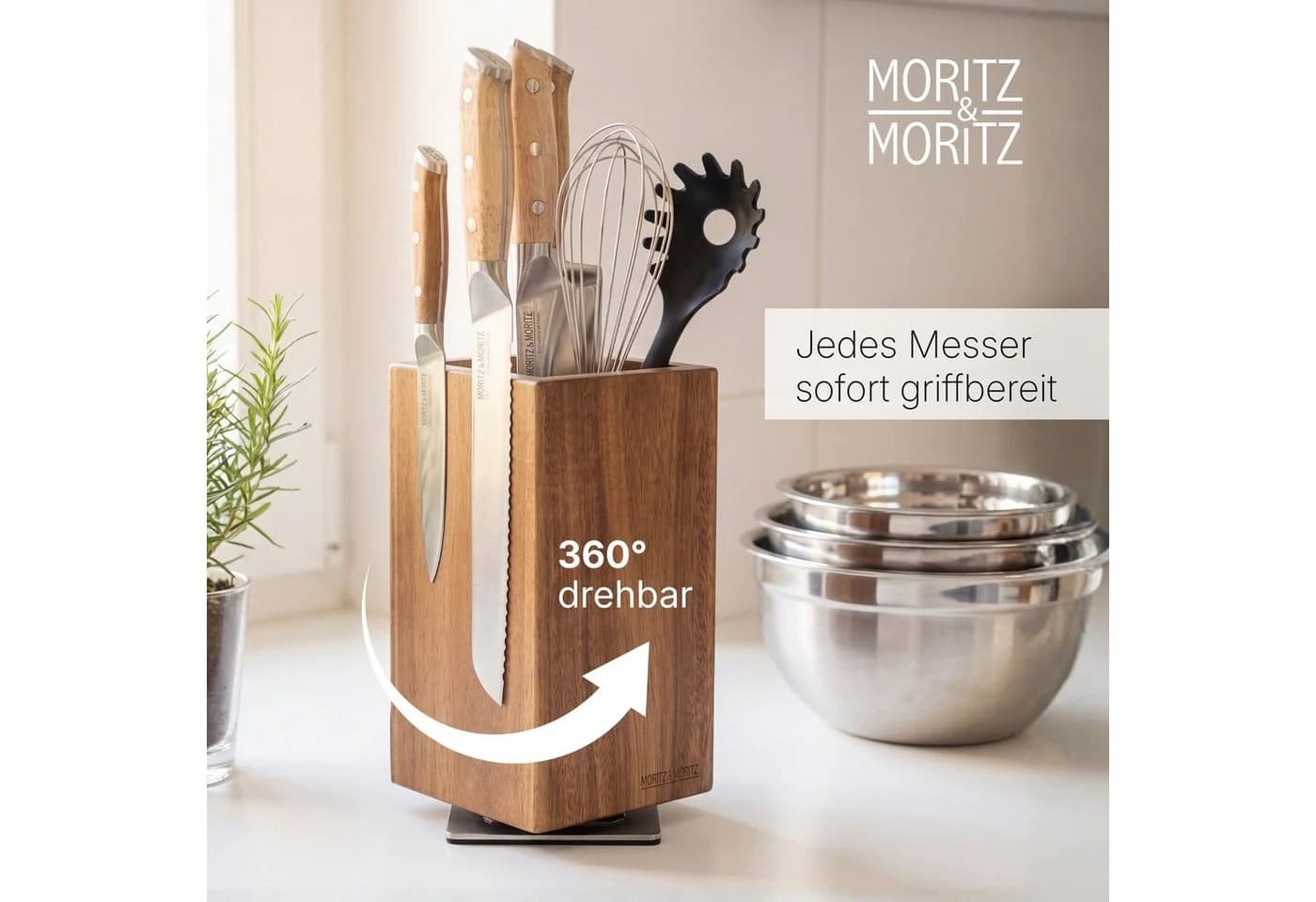 Moritz & Moritz Magnet-Messerblock drehbar Akazie - Bild 3