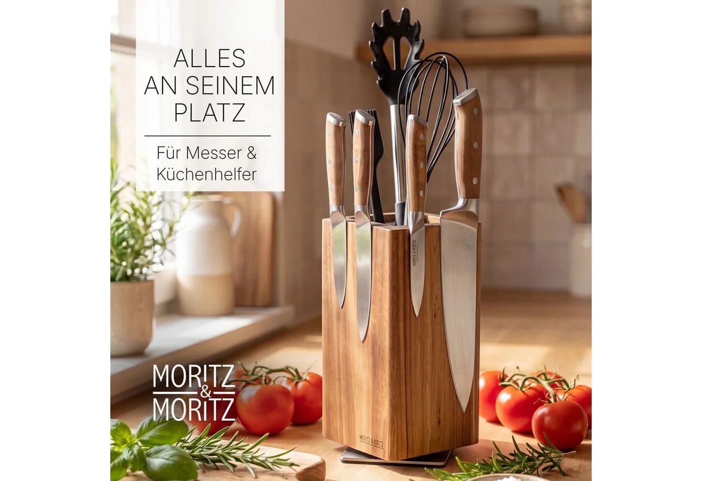 Moritz & Moritz Magnet-Messerblock drehbar Akazie - Bild 4