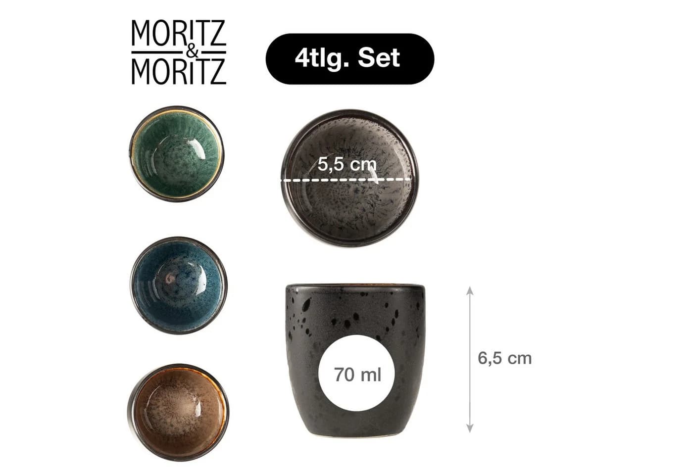Moritz & Moritz Espressotasse SOLID 4-tlg. Bunt Steinzeug - Bild 3