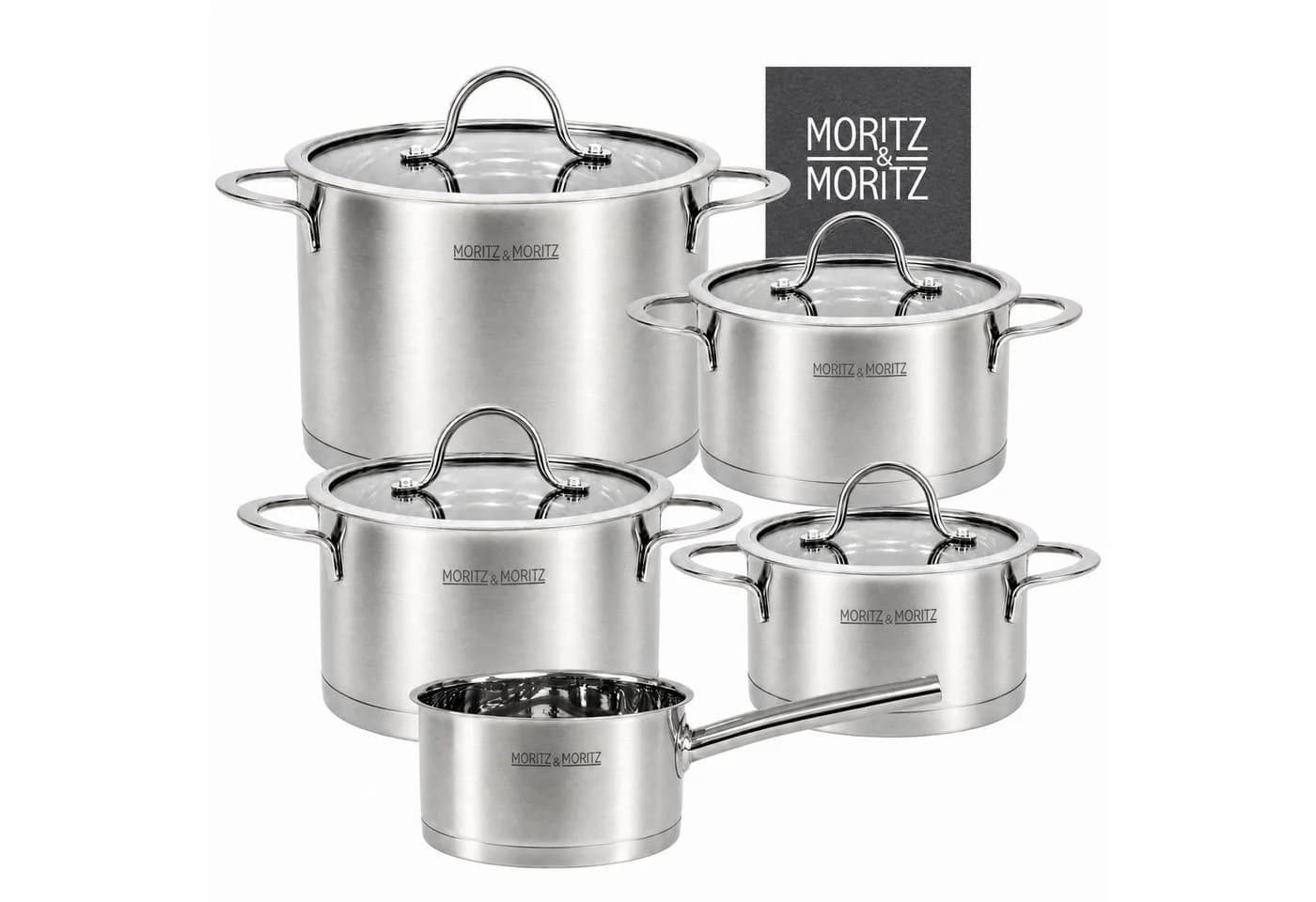 Moritz & Moritz Topf-Set Edelstahl 9-teilig mit Glasdeckel - Bild 2