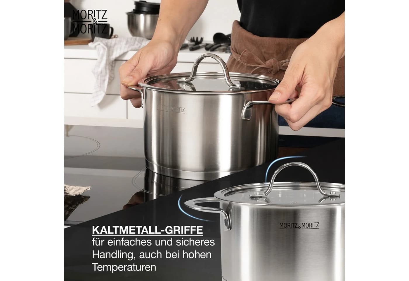 Moritz & Moritz Topf-Set Edelstahl 9-teilig mit Glasdeckel - Bild 4