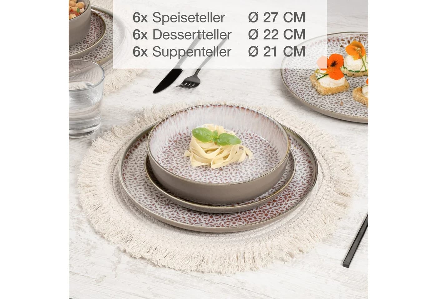 Moritz & Moritz Geschirrset ALHAMBRA 18-tlg. Mousse für 6 Pers. - Bild 3