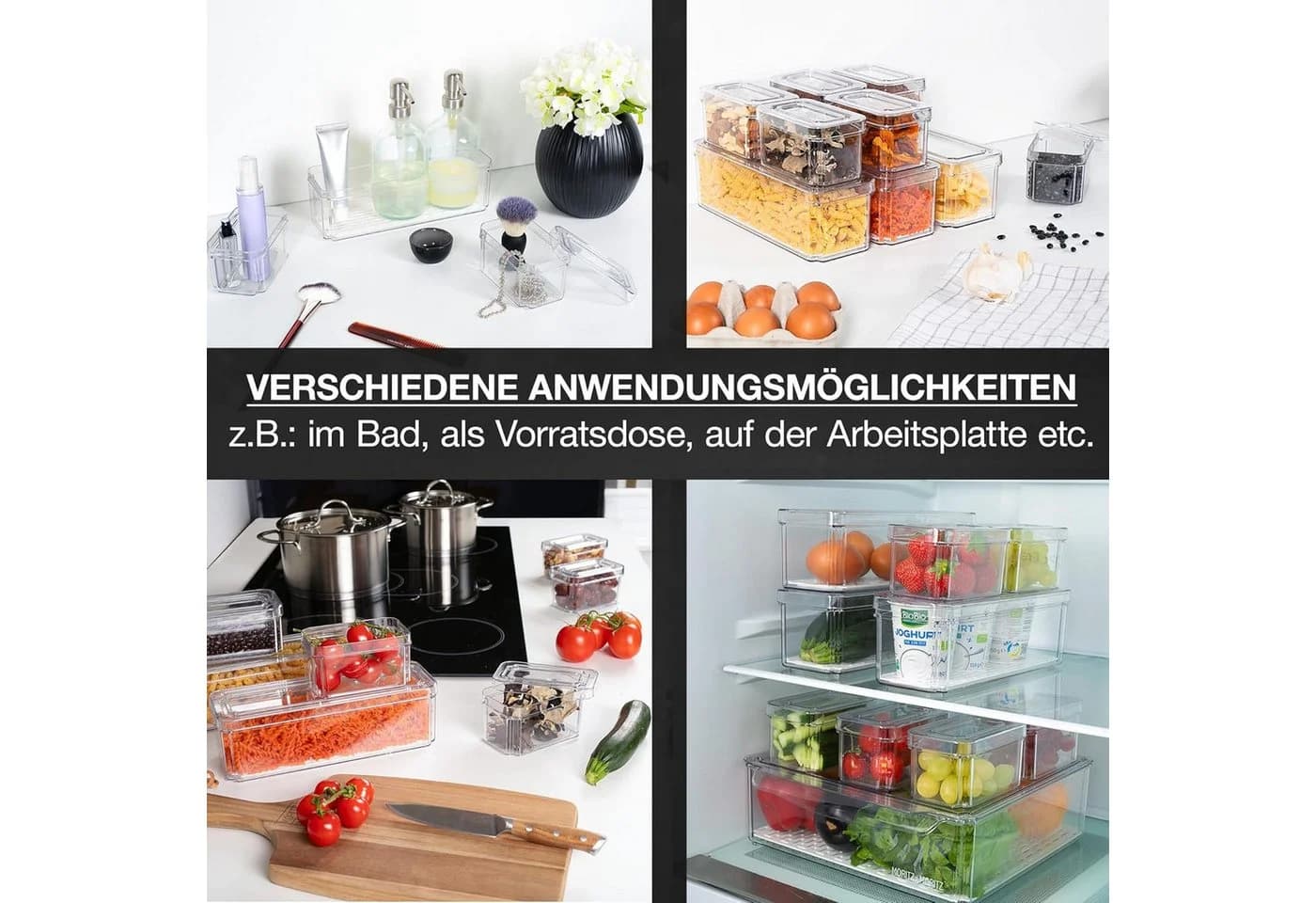 Moritz & Moritz Aufbewahrungsbox 10er Pack Kühlschrank Organizer Set mit Deckel - Bild 4