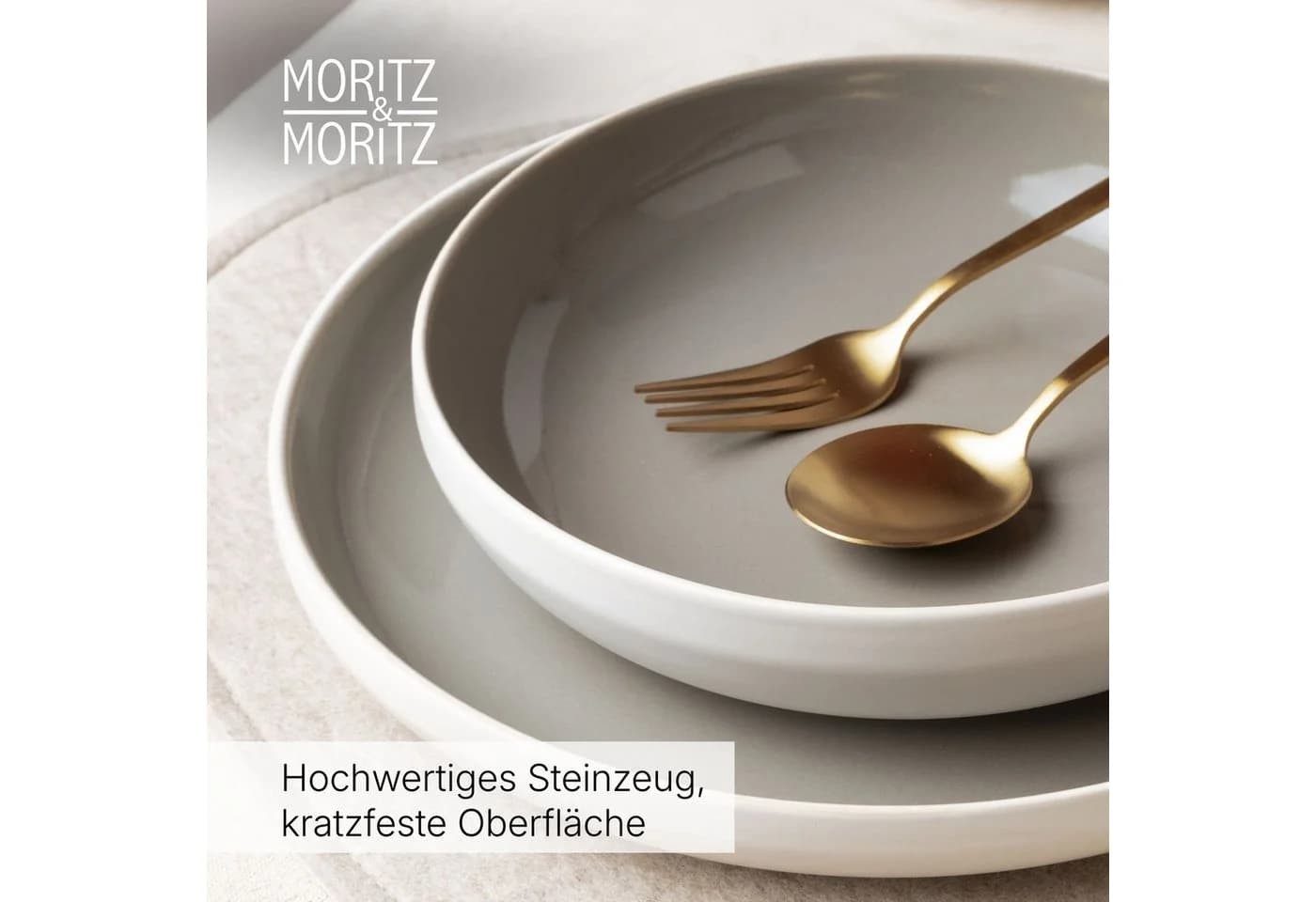 Moritz & Moritz Geschirr-Set CAVO 36-tlg. Grau Steinzeug für 12 Personen - Bild 4