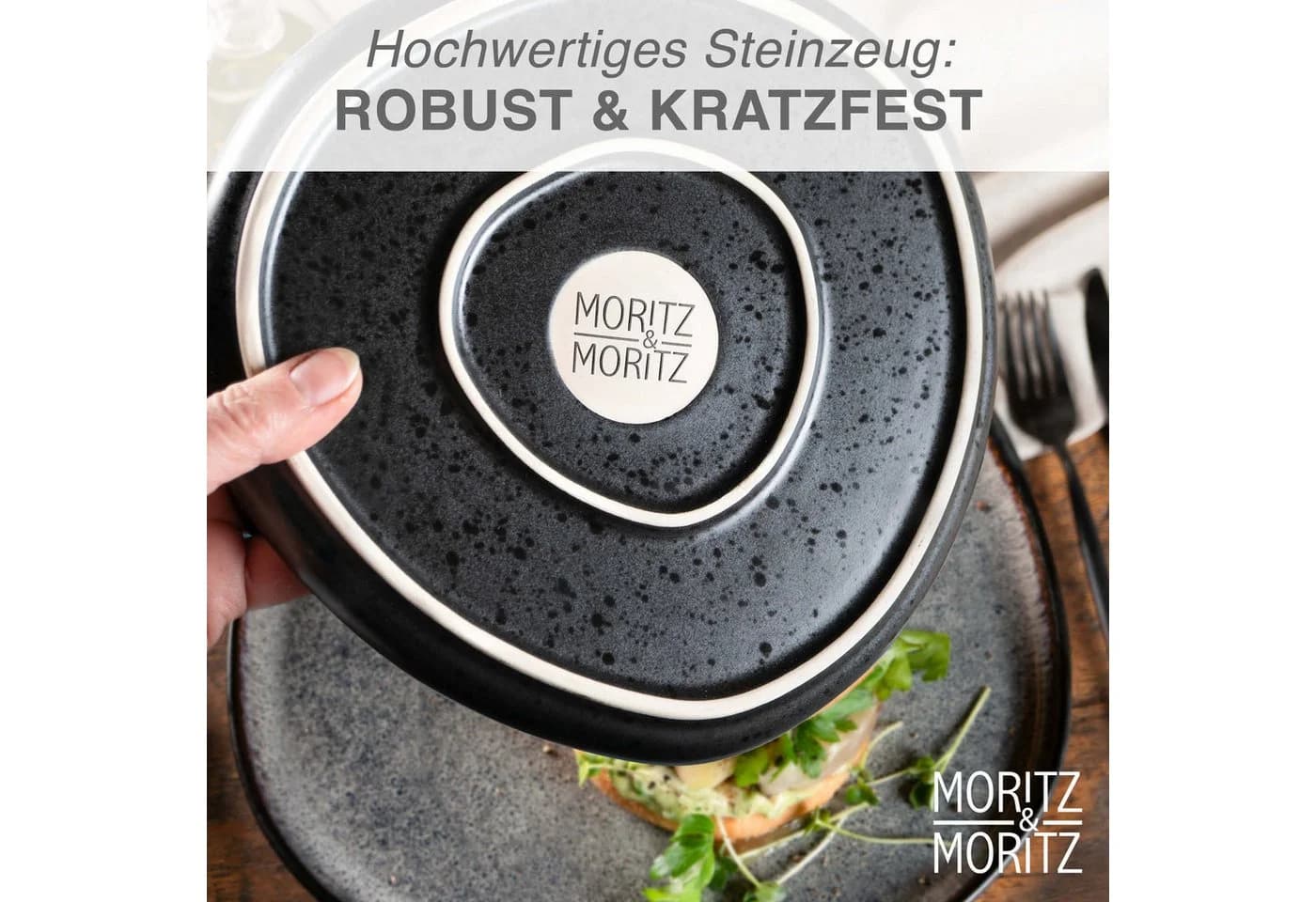 Moritz & Moritz Geschirrset 24-tlg. Grau Steinzeug ORGANIC - Bild 5