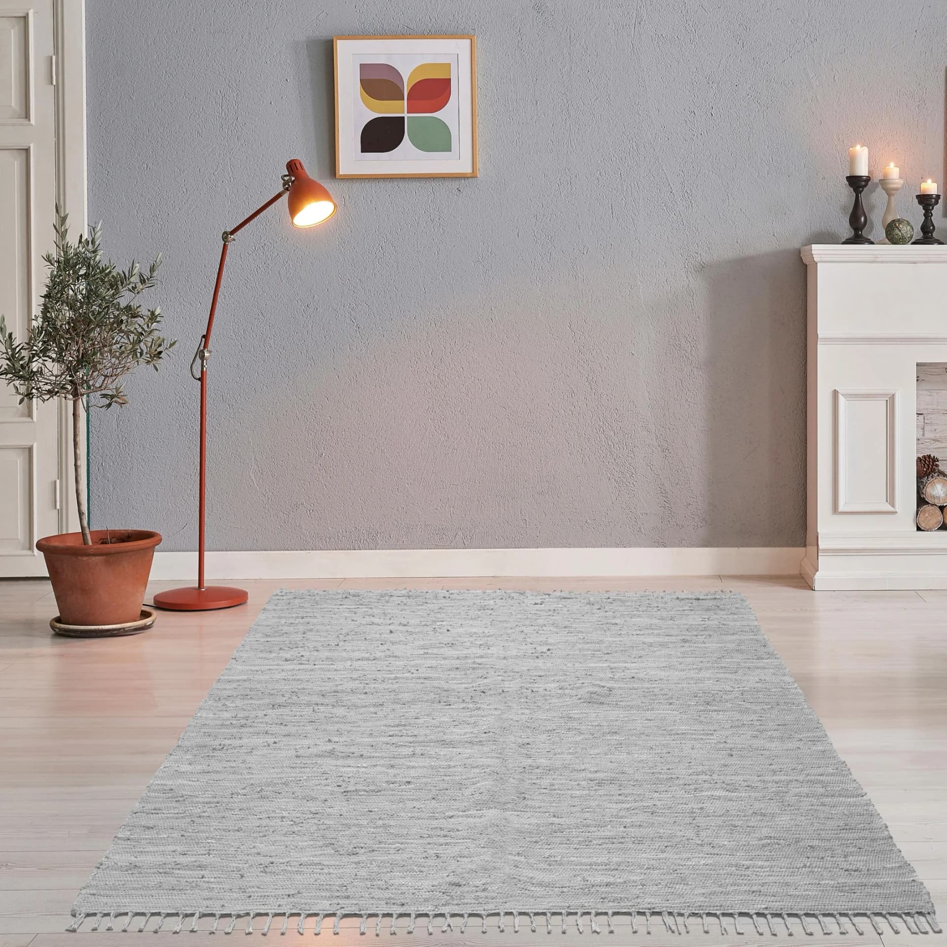 Teppich THEKO Happy Cotton Fleckerl Handgewebt Grau
